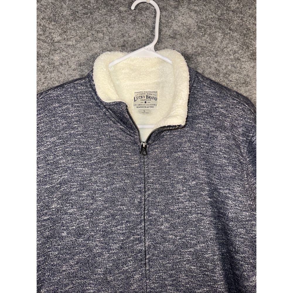 Lucky Brand‎ Sweatshirt Men's L Sherpa-Lined Full Zip Jacket Zip Jacket Gray